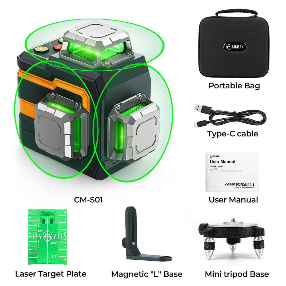 CIGMAN CM-S01 12 Lines Laser Level With APP Control