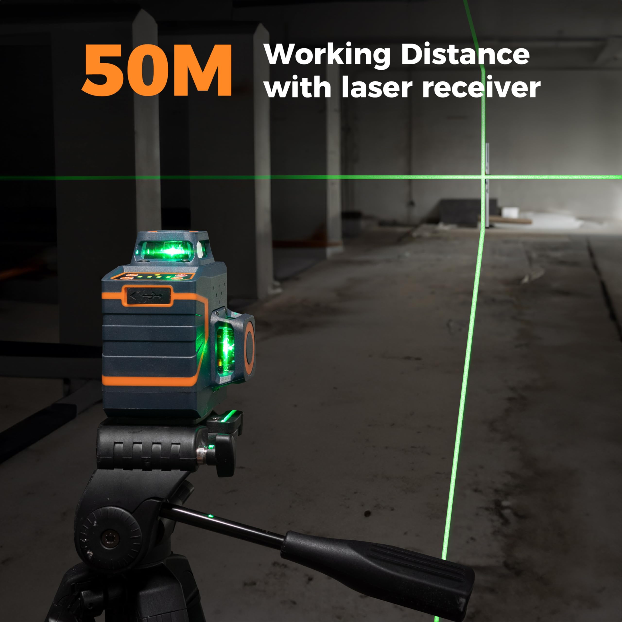 CIGMAN CM-701SE Niveau laser 12 lignes auto-nivelant 3x360 ° 3D ligne croisée verte avec télécommande et support magnétique en forme de L 