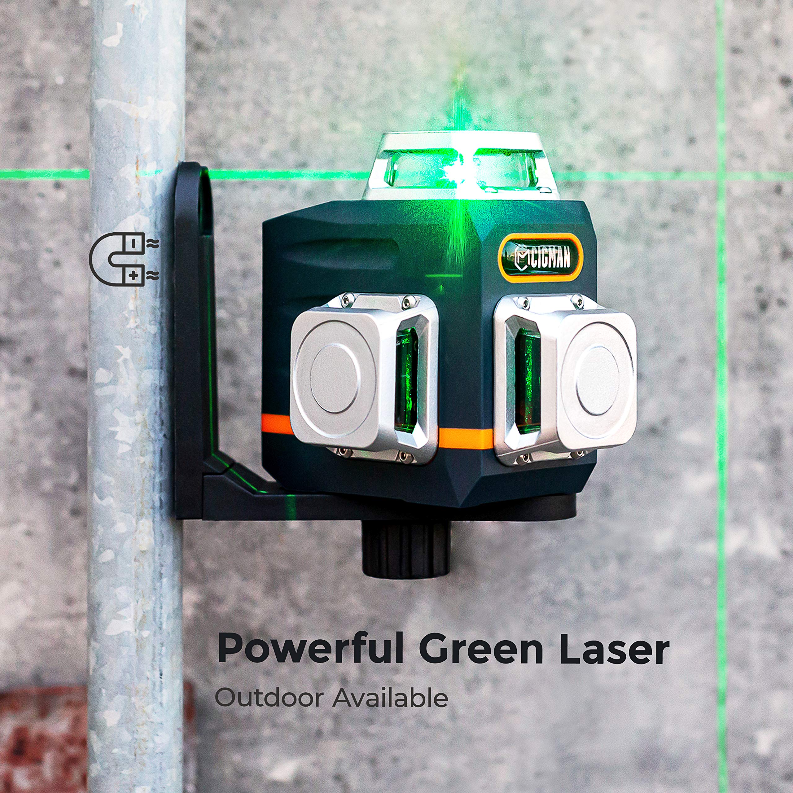 CIGMAN CM-701 3x360° selbstnivellierendes Laser-Nivelliergerät, 100 Fuß grüner Laser-Nivelliergerät mit Fernbedienung