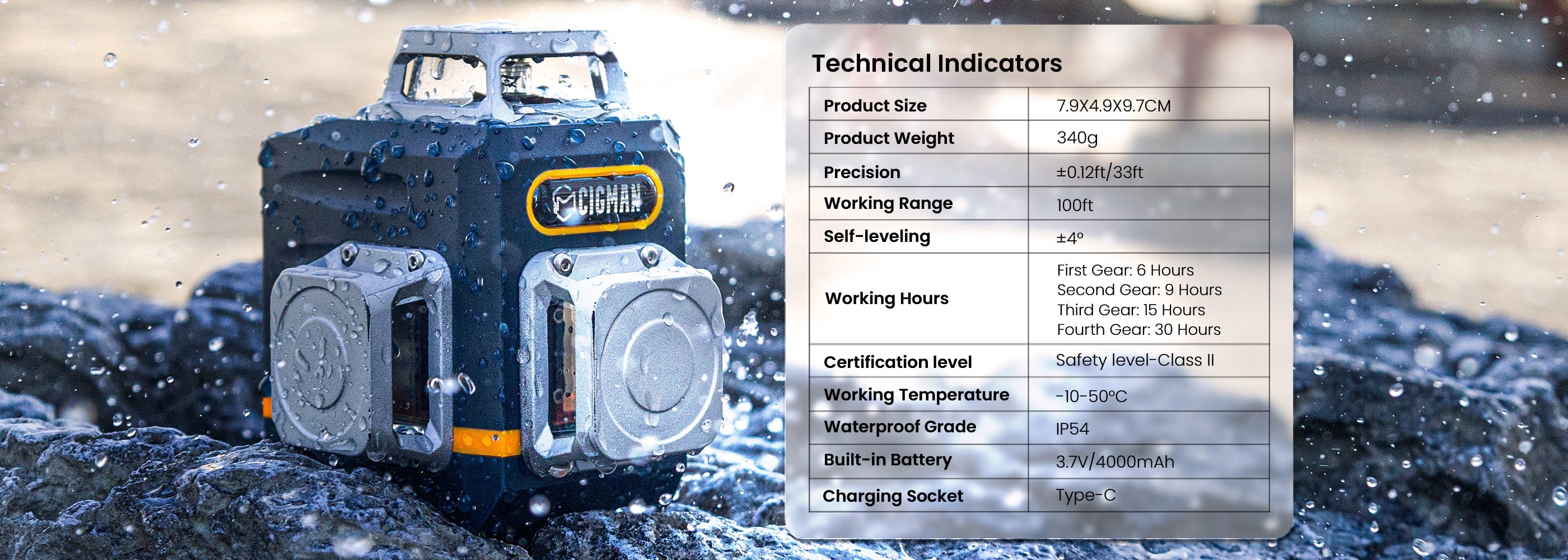 CIGMAN-CM701-LASER-LEVEL-PARAMETER-TABLE