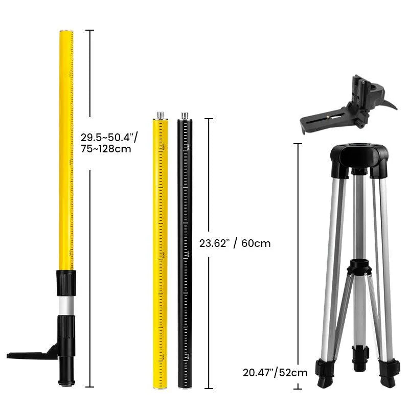 CIGMAN CM-100P 3.7M Laser Level Tripod with 3.7m/12.18ft (Max) Telescopic Rod