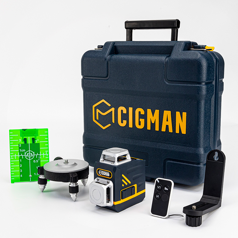 CIGMAN CM720 Niveau laser à nivellement automatique 2 x 360° avec télécommande, piles de chargeur de type C